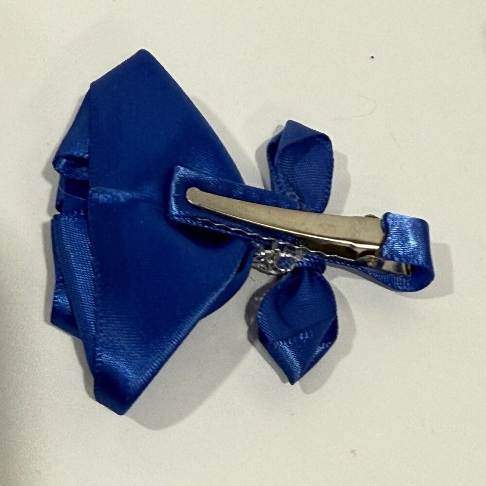 Handmade Satin Rose Hair Clip Blue Flower Bow Romantic Cottagecore 2.5 In - Picture 6 of 11